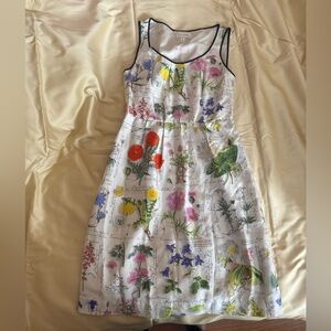 Moulinette Soeurs Anthropologie Tuileries Botanical Floral Print Silk Dress